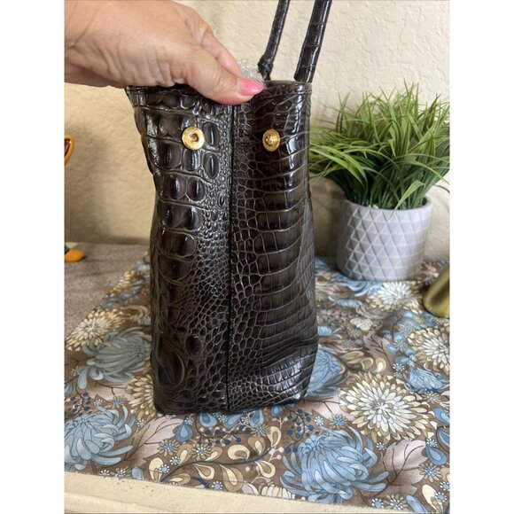 Brahmin Black And Brown Large Shoulder Tote Bag Carry All Travel - Picture 8 of 16